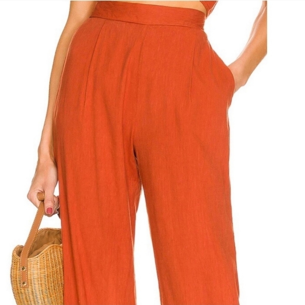 J. CREW linen cropped wide leg high waist orange pants sz 2 WP115